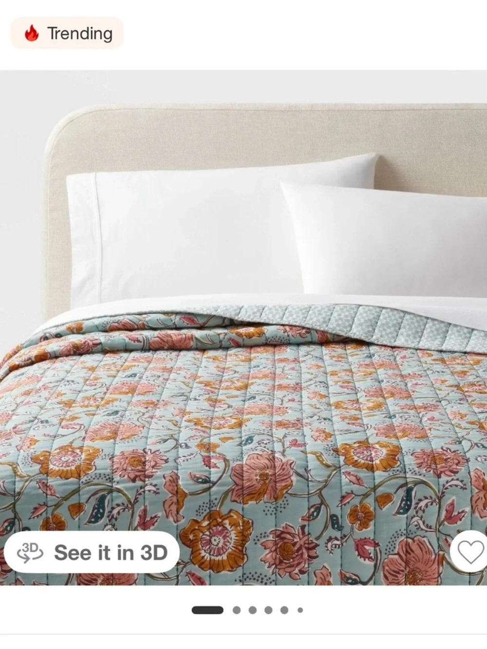 Threshold F/Q 3- Piece Quilt & Shams Set in Blue Floral Printed Viole